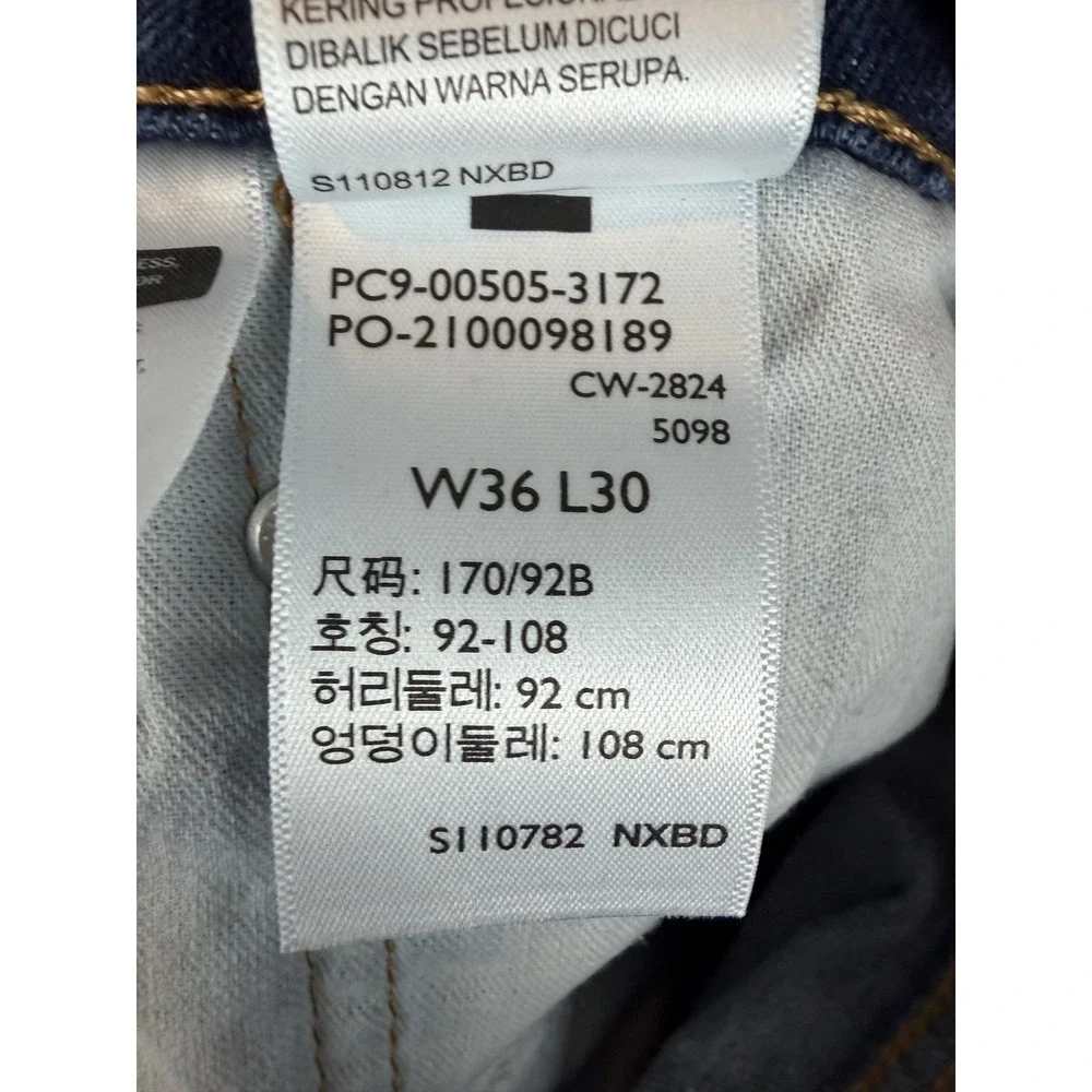 Levis 505 Jeans Mens 36x30 Blue Medium Wash Regular Fit Straight Stretch Denim